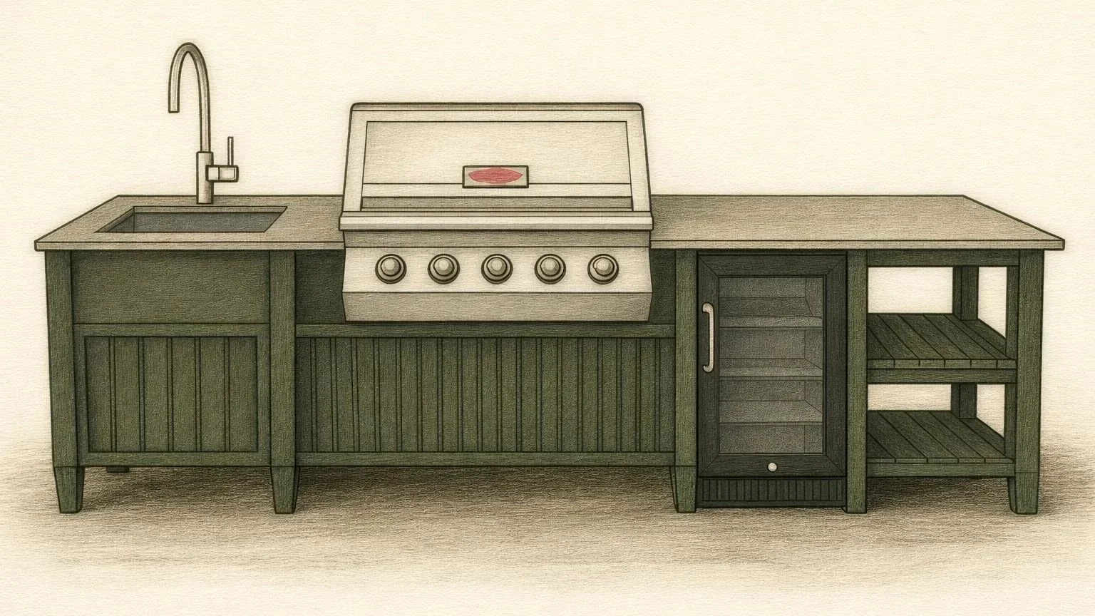 Alfresco two grill with sink