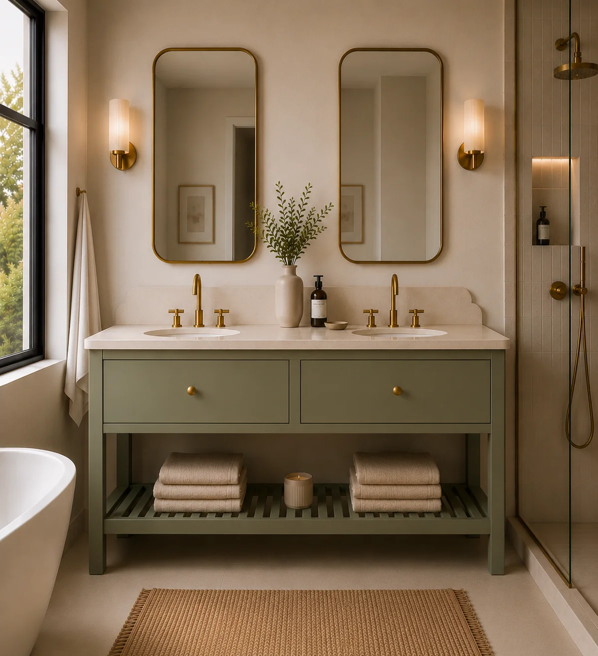 Double Slab Open Shelf Vanity Unit