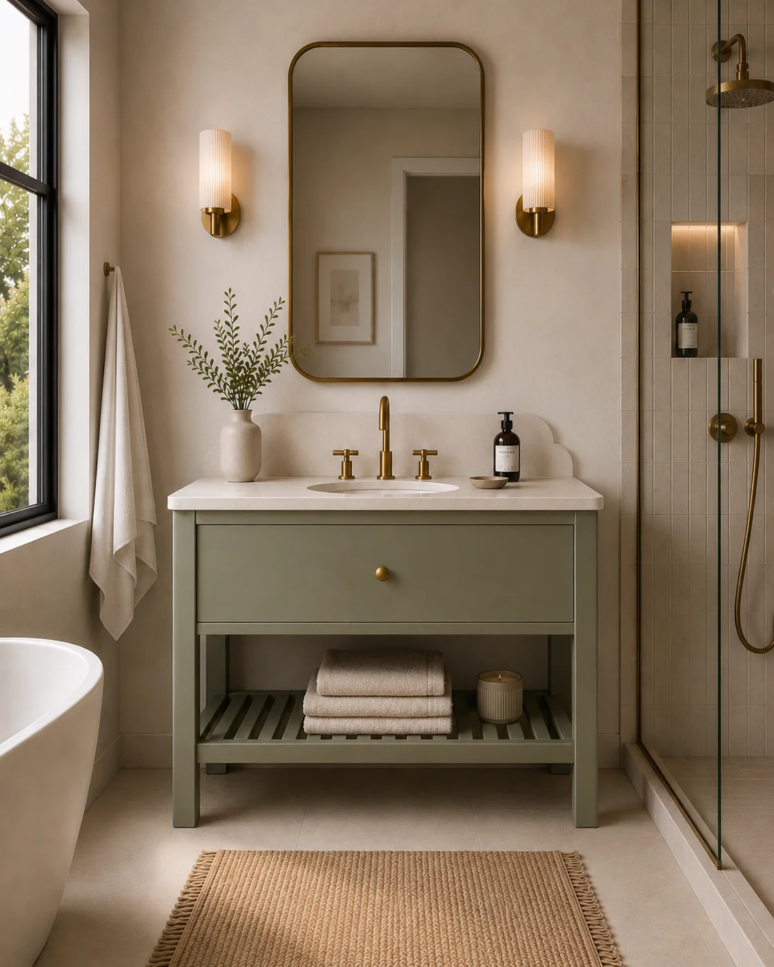 Single Slab Open Shelf Vanity Unit